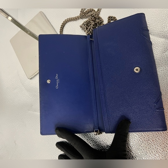 Dior blue leather diorama wallet on chain - Picture 5 of 8